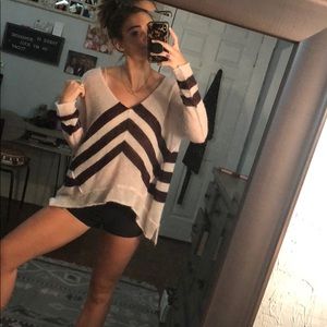 Chevron print cashmere sweater